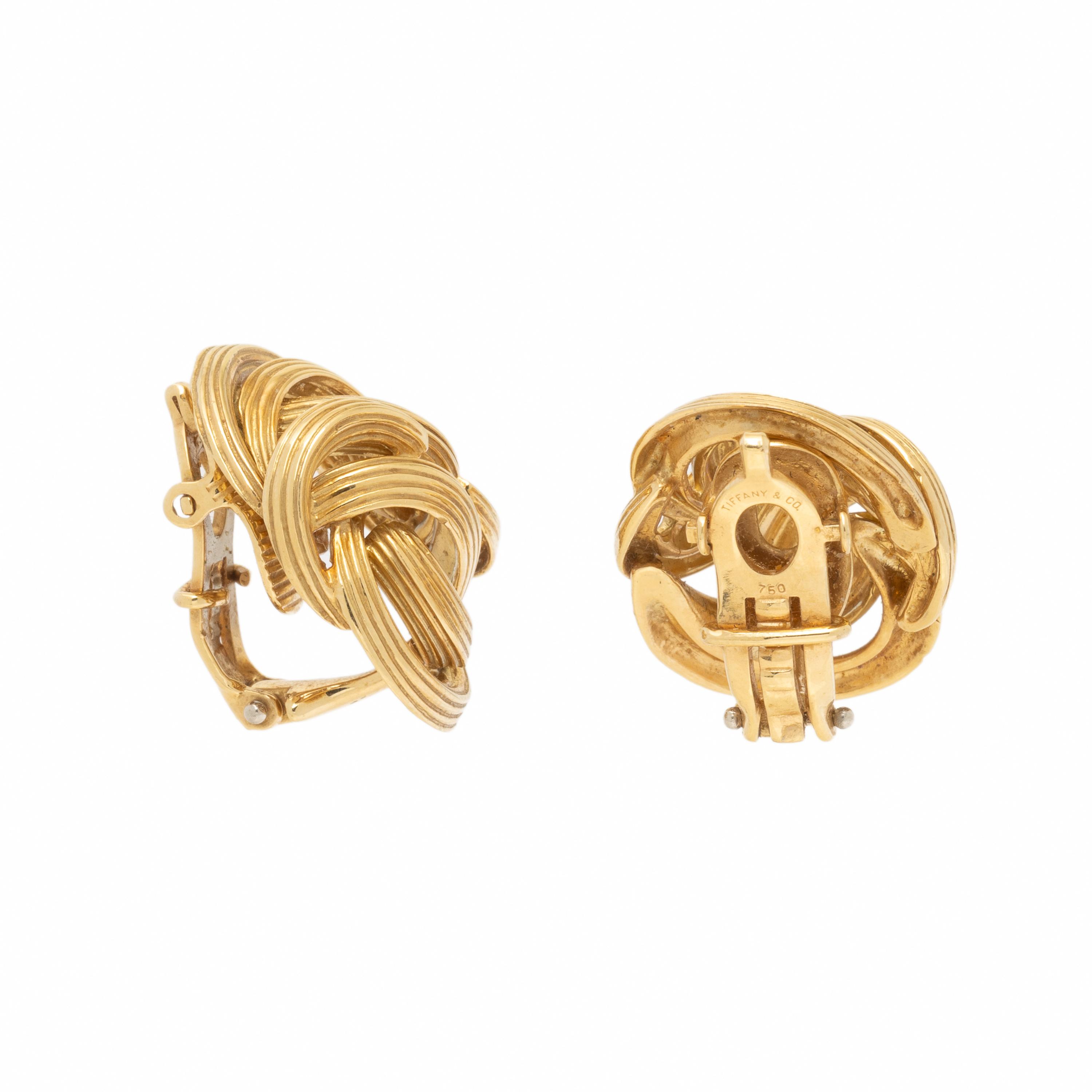 Tiffany & Co., Yellow Gold Knot Earrings