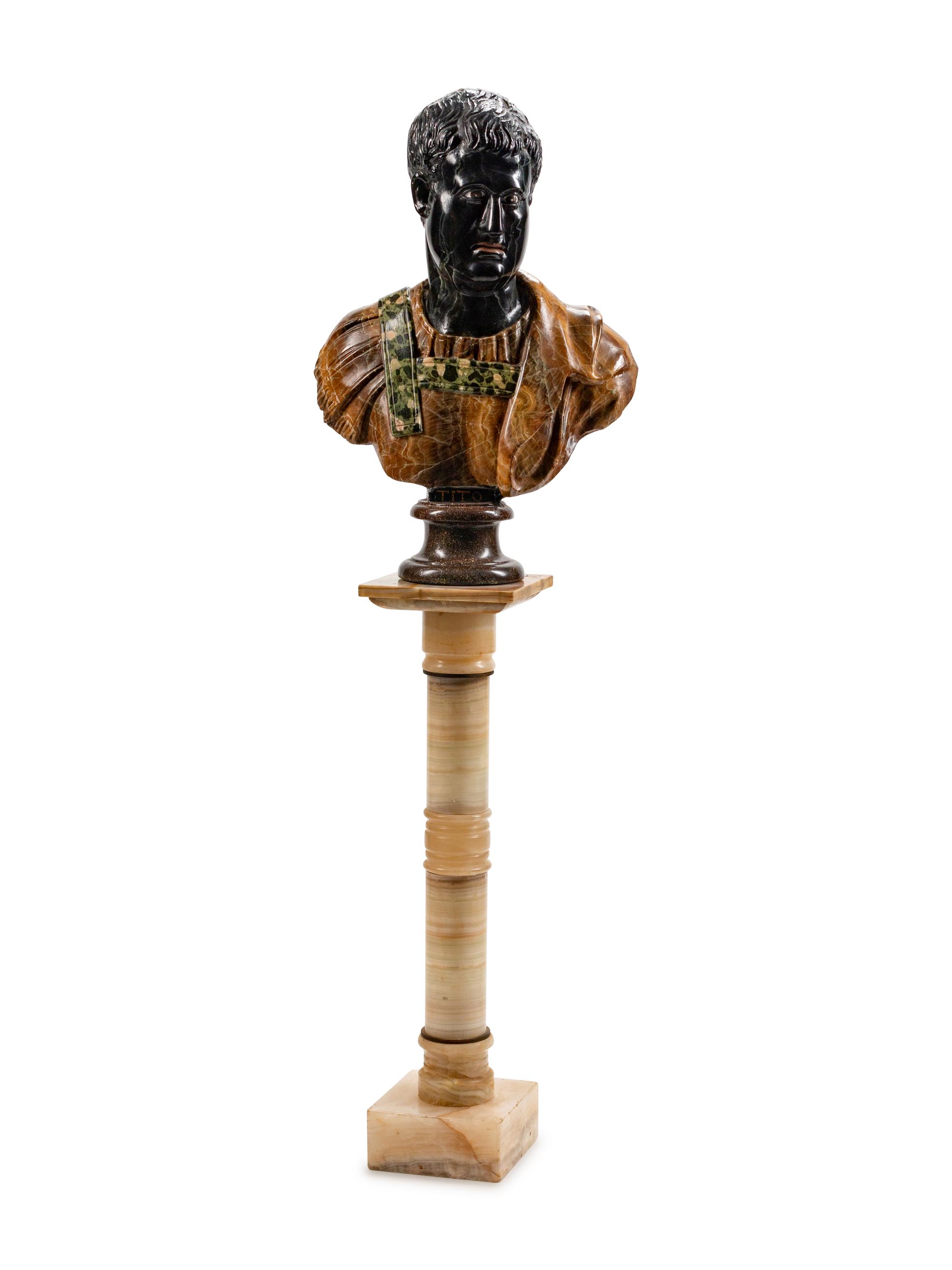 An Italian Scagliola Bust of an Emperor