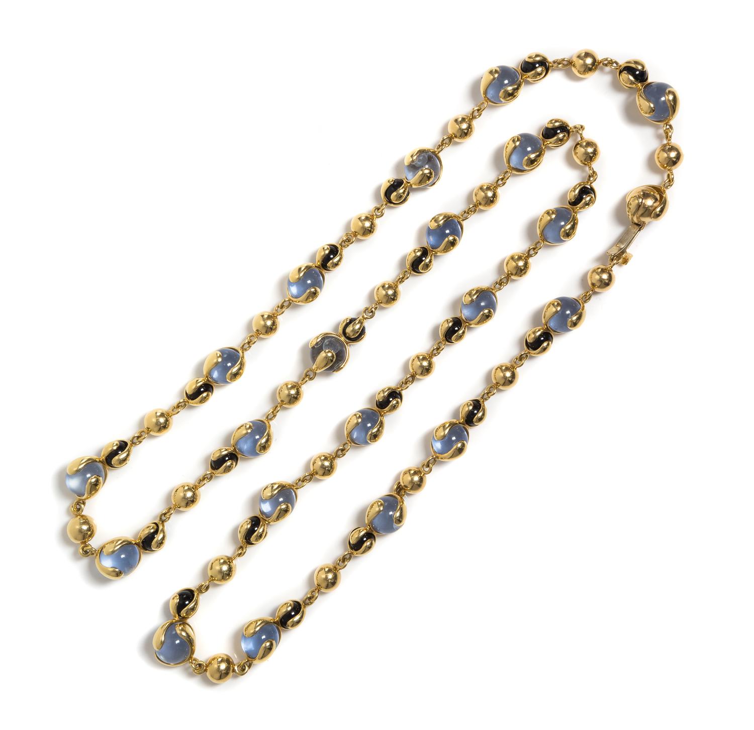 An 18 Karat Yellow Gold, Rock Crystal and Black Jade "Cardan" Necklace, Marina B., 85.10 dwts.