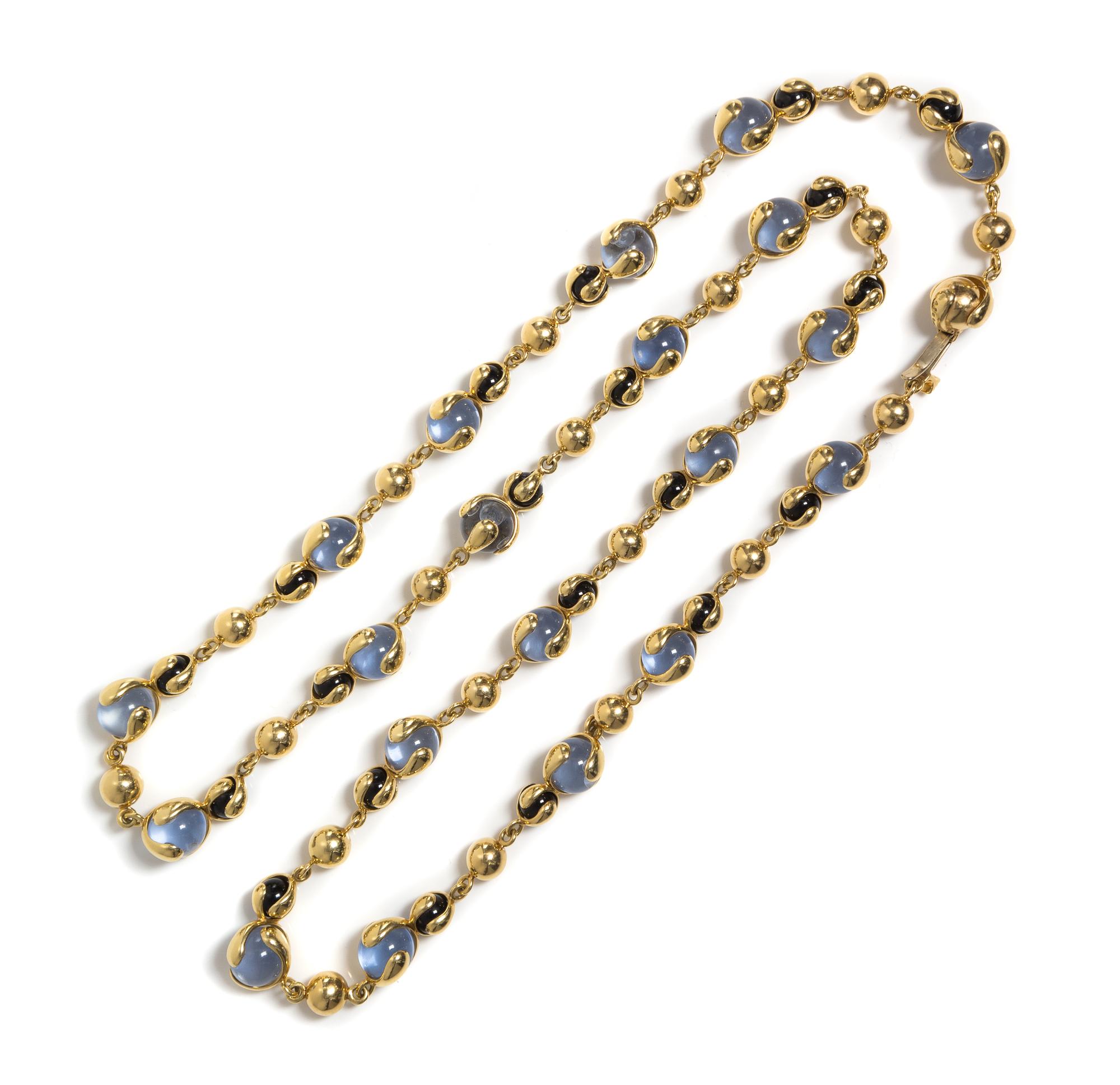 An 18 Karat Yellow Gold, Rock Crystal and Black Jade "Cardan" Necklace, Marina B., 85.10 dwts.