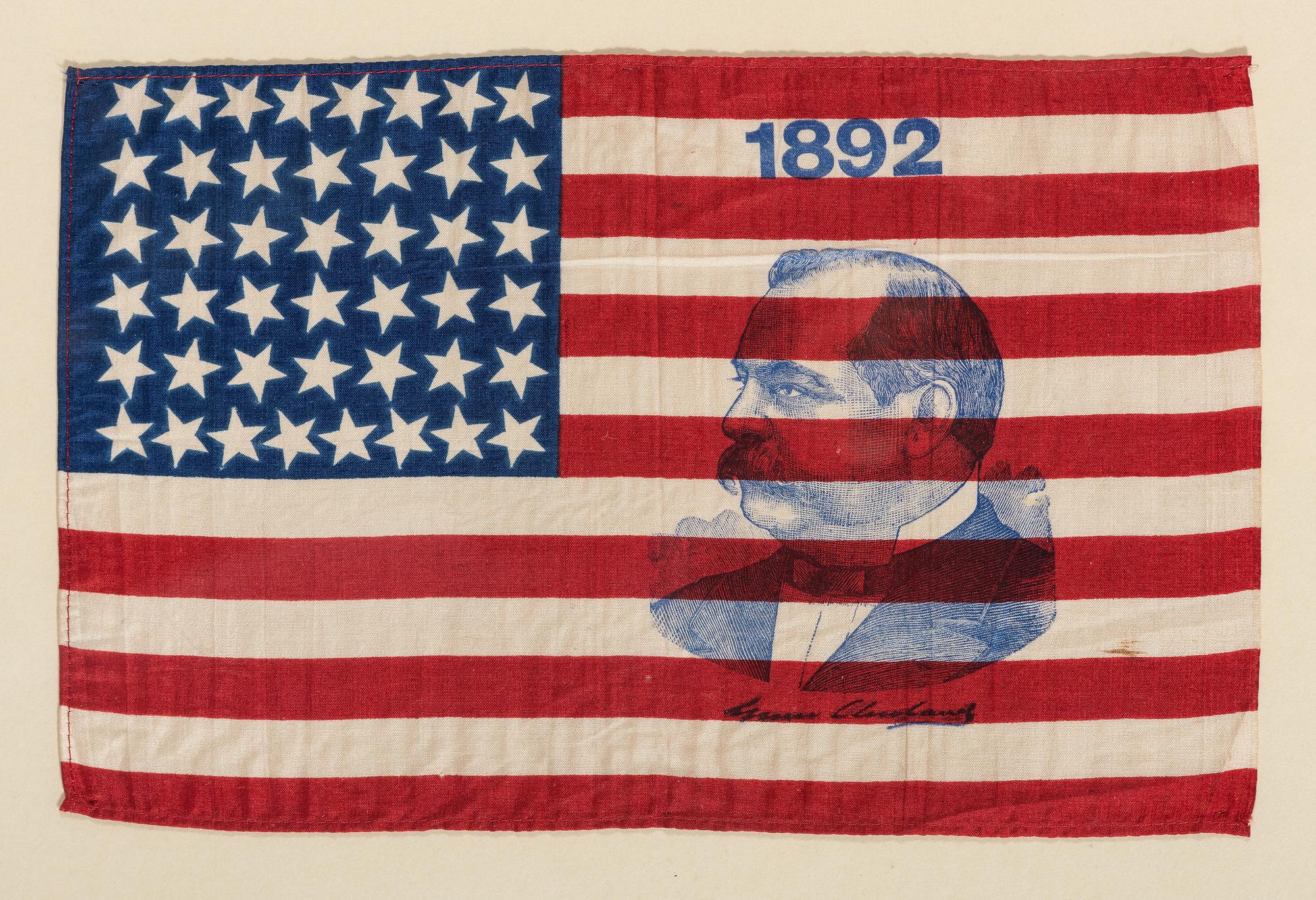 [FLAGS]. 44-Star American campaign flags promoting Grover Cleveland & Benjamin Harrison. 1892.