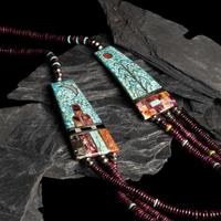 Mary Coriz Lovato (Kewa, 1936-2024) — Multi-strand Spiny Oyster Necklace, with Mosaic Inlay Accents, 2013