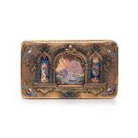 BICOLOR GOLD, SILVER, AND ENAMEL SNUFFBOX