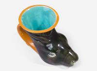 A Wedgwood Majolica Rabbit Head Stirrup Cup, UK, circa 1876