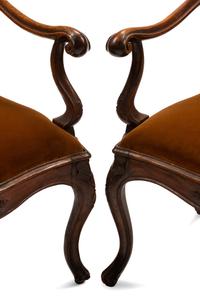 A Pair of Venetian Carved Walnut Armchairs