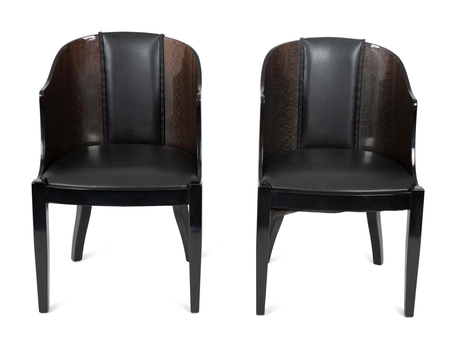 An Italian Extending Dining Table and Five Barrel-Back Chairs — CIRCA 1980s