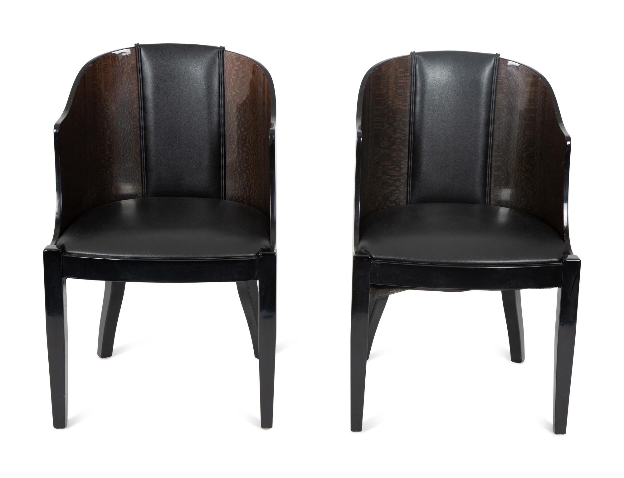 An Italian Extending Dining Table and Five Barrel-Back Chairs — CIRCA 1980s