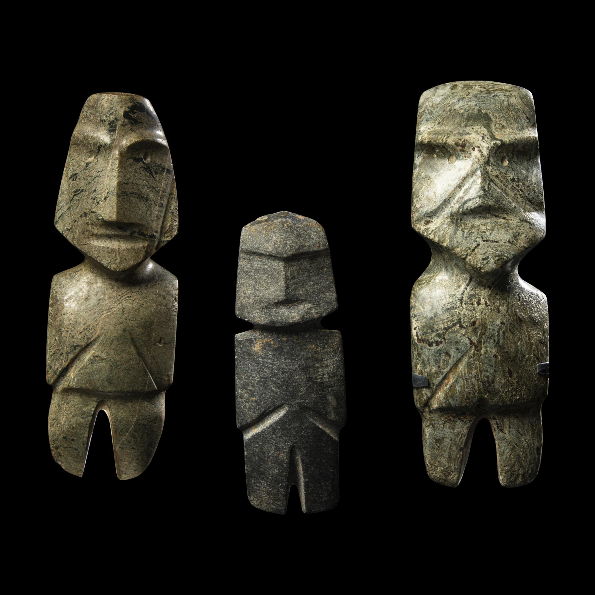 Three Mezcala Greenstone Figures