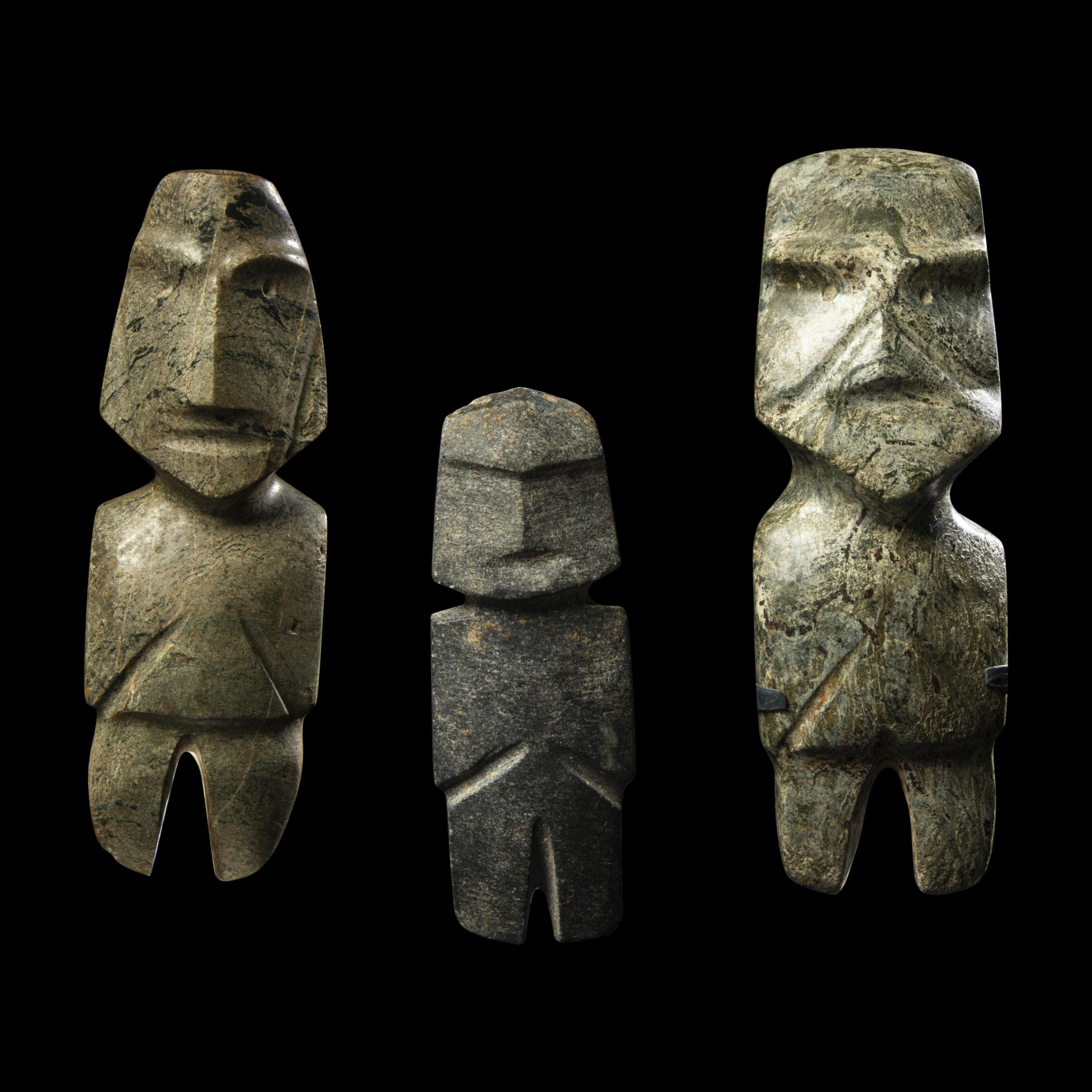 Three Mezcala Greenstone Figures