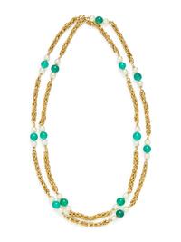 CULTURED PEARL AND CHRYSOPRASE NECKLACE