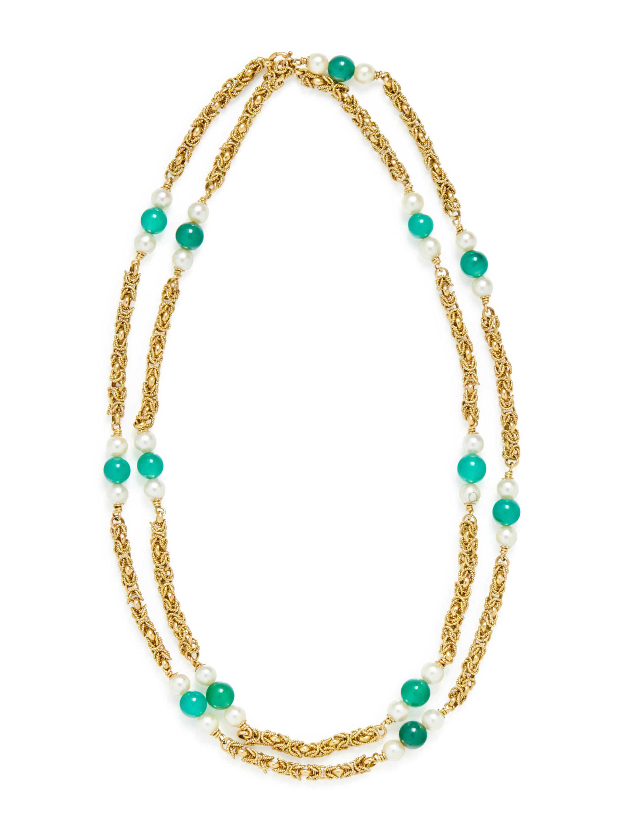 CULTURED PEARL AND CHRYSOPRASE NECKLACE