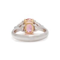 BROWNISH ORANGE-PINK SAPPHIRE AND DIAMOND RING