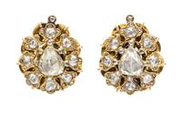 A Fine Pair of Gold and Rose Cut Diamond Earrings, Circa 1890, 10.30 dwts.