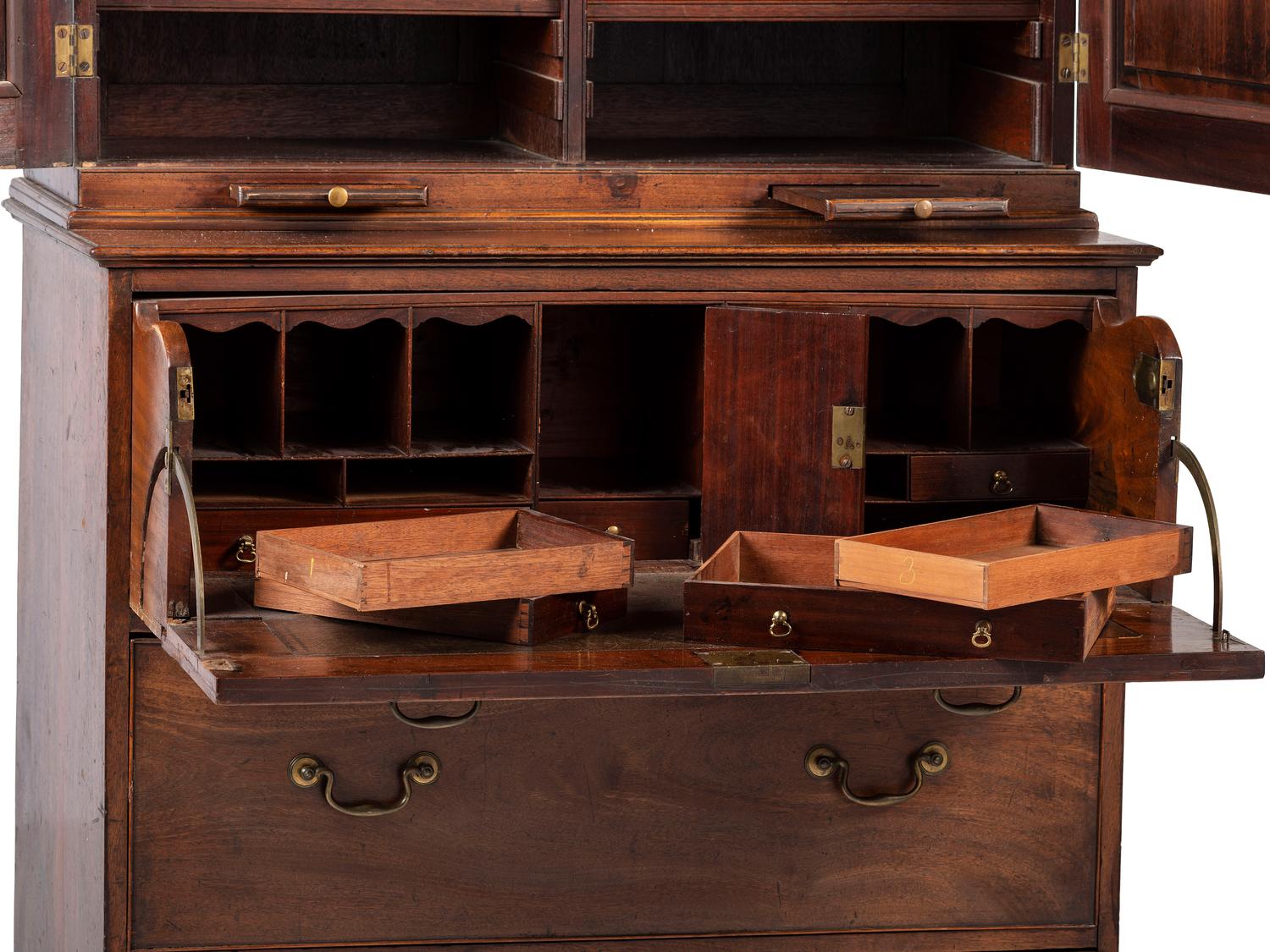 A George III Mahogany Bureau Bookcase