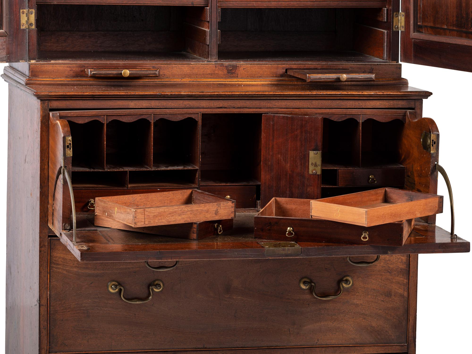 A George III Mahogany Bureau Bookcase