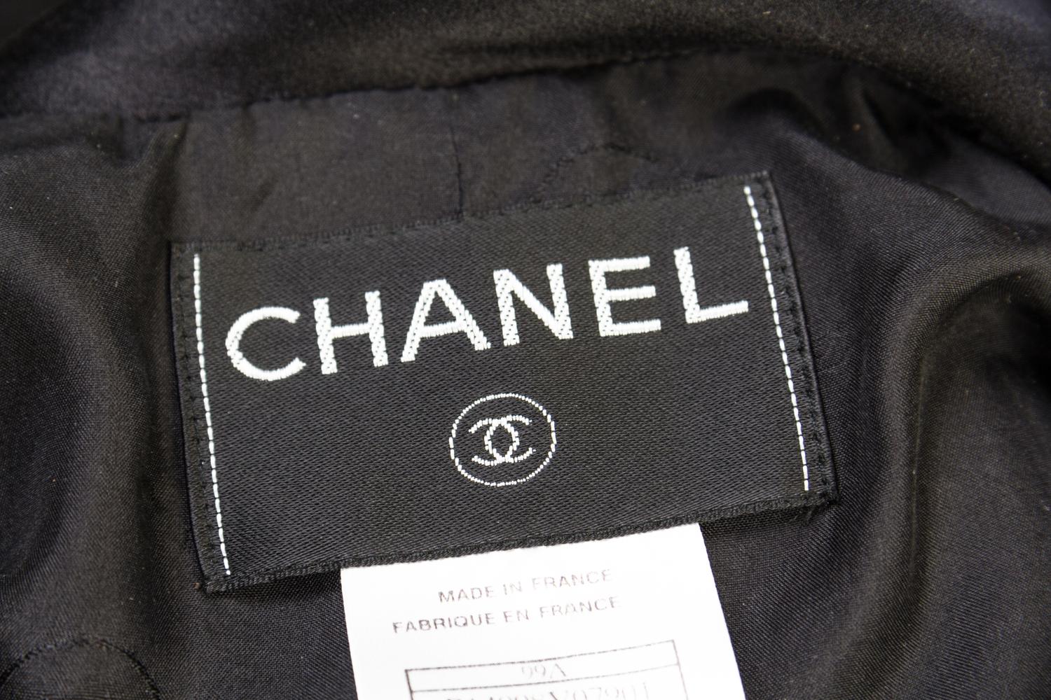 A Chanel Black Silk Evening Suit, Size 36.