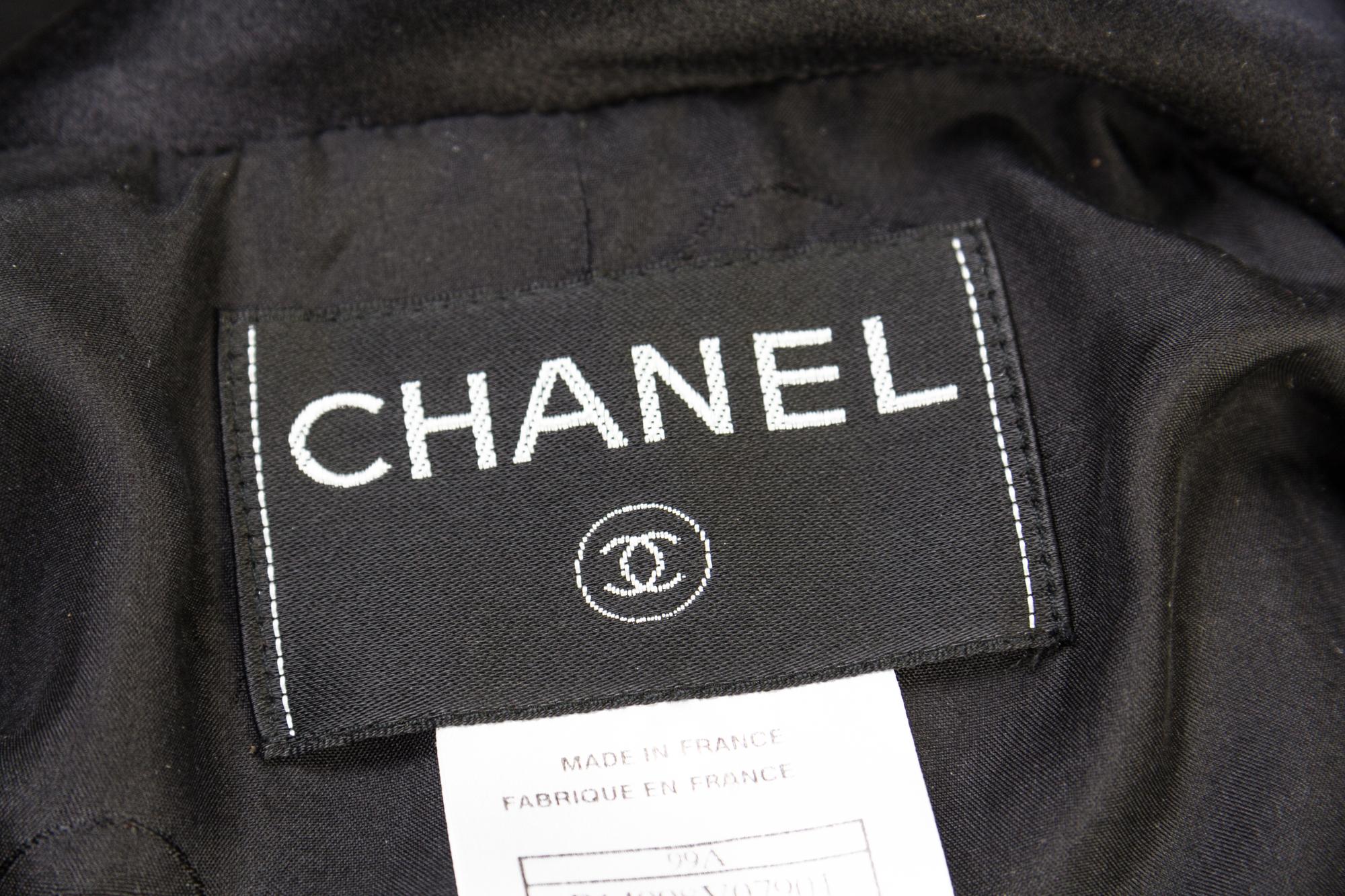 A Chanel Black Silk Evening Suit, Size 36.