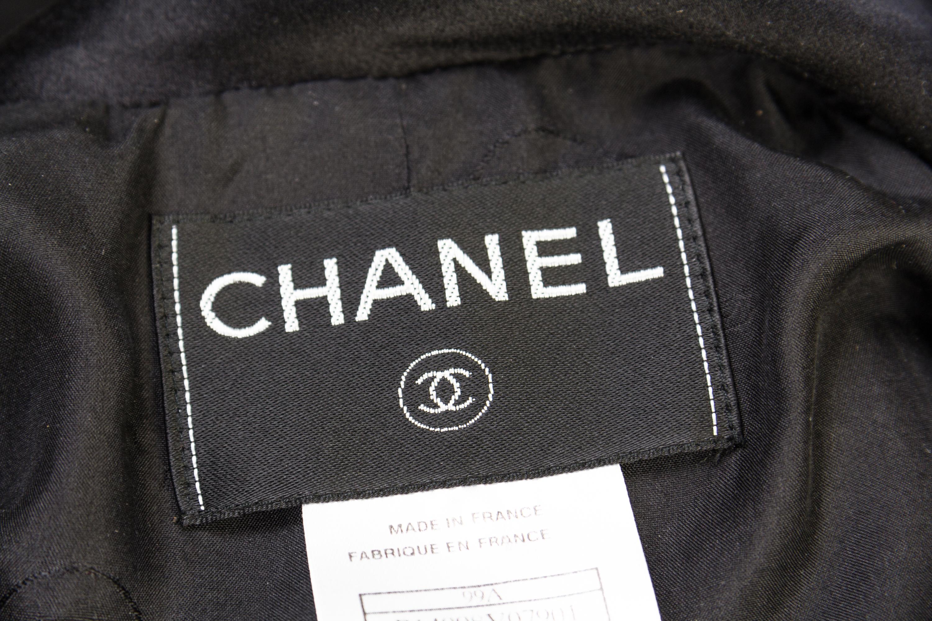 A Chanel Black Silk Evening Suit, Size 36.