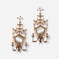 A pair of Neoclassical giltwood and mirrored candle sconces 20th century