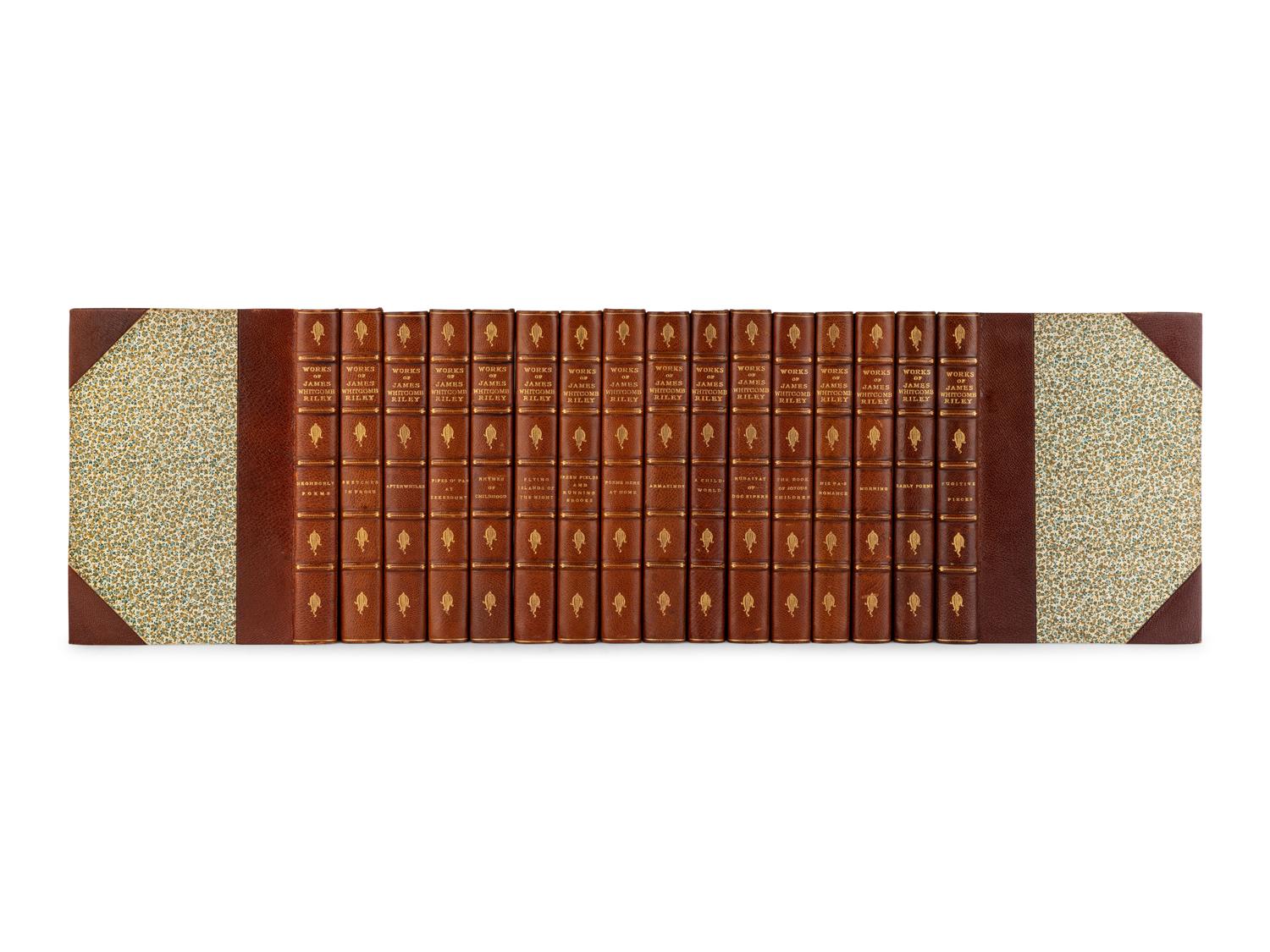 [BINDINGS]. RILEY, James Whitcomb (1849-1916). The Works of James Whitcomb Riley. New York: Charles Scribner's Sons, 1910-1914.