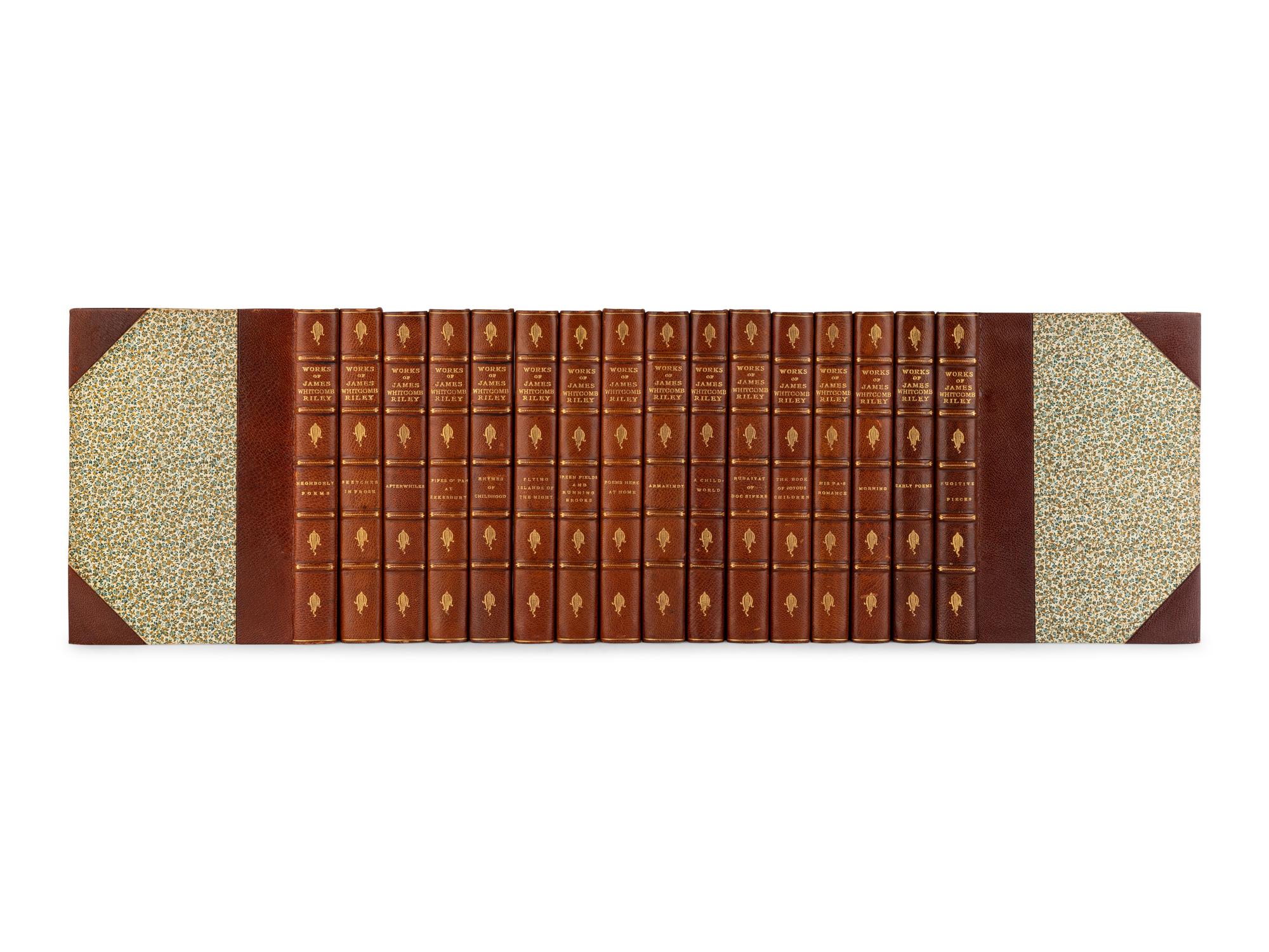 [BINDINGS]. RILEY, James Whitcomb (1849-1916). The Works of James Whitcomb Riley. New York: Charles Scribner's Sons, 1910-1914.