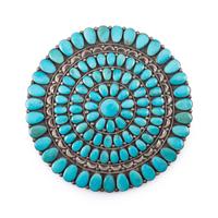 Extra Large Navajo or Zuni Silver and Turquoise Cluster Pin / Pendant