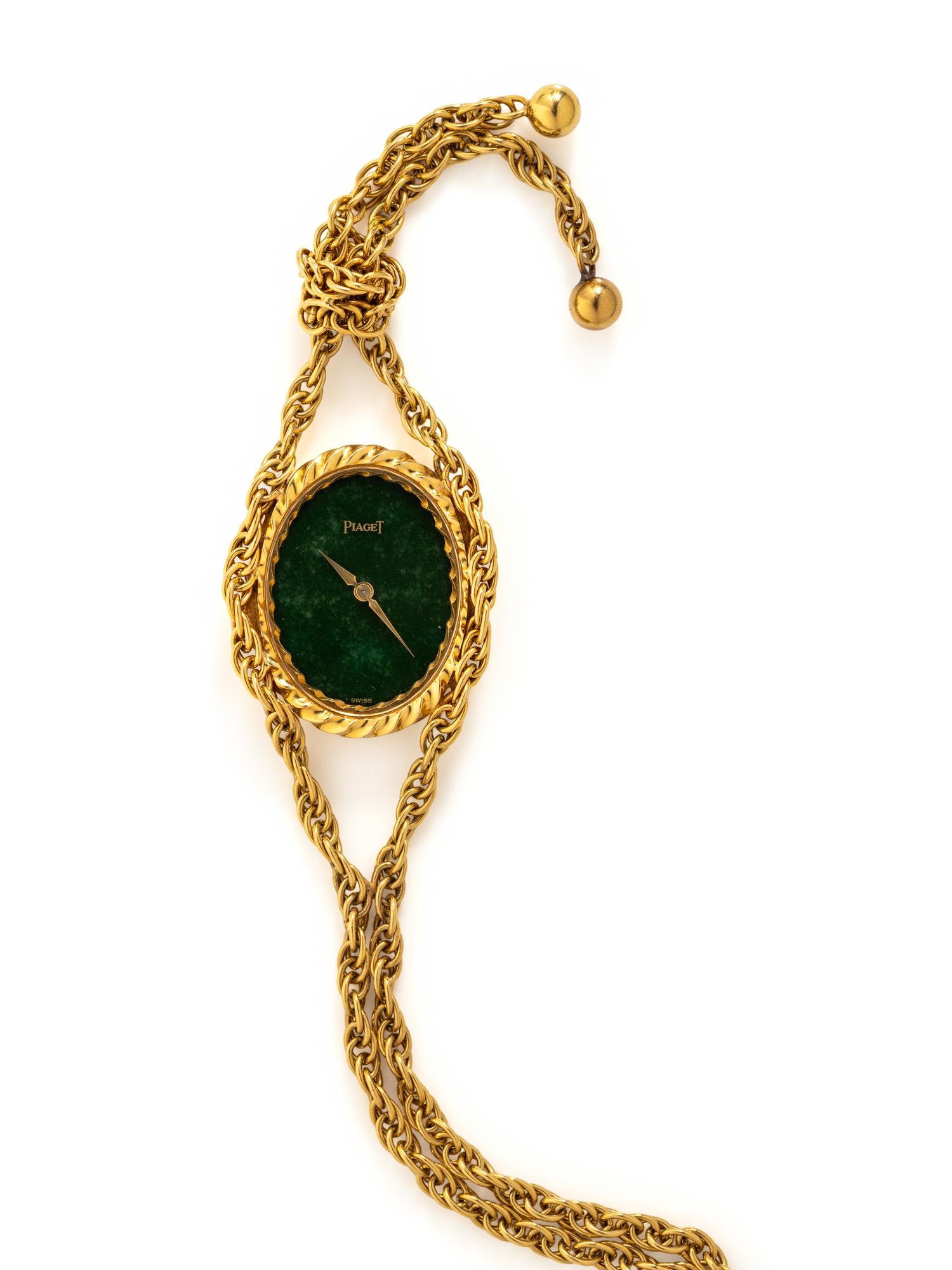 PIAGET, YELLOW GOLD AND JADE WATCH PENDANT NECKLACE