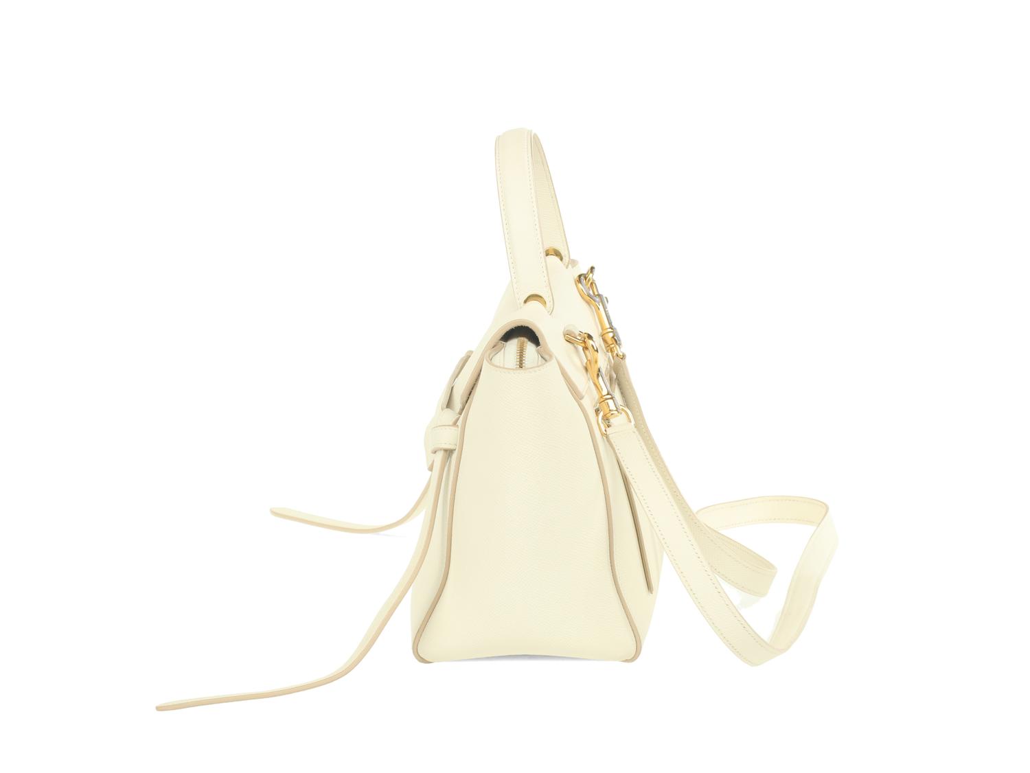 Céline White Nano Belt Bag in Grained Calfskin