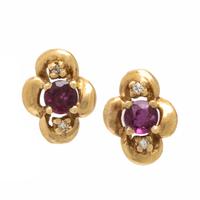 Ruby, Diamond, and Yellow Gold Earrings