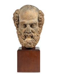 A Continental Terracotta Portrait Head of a Bearded Man