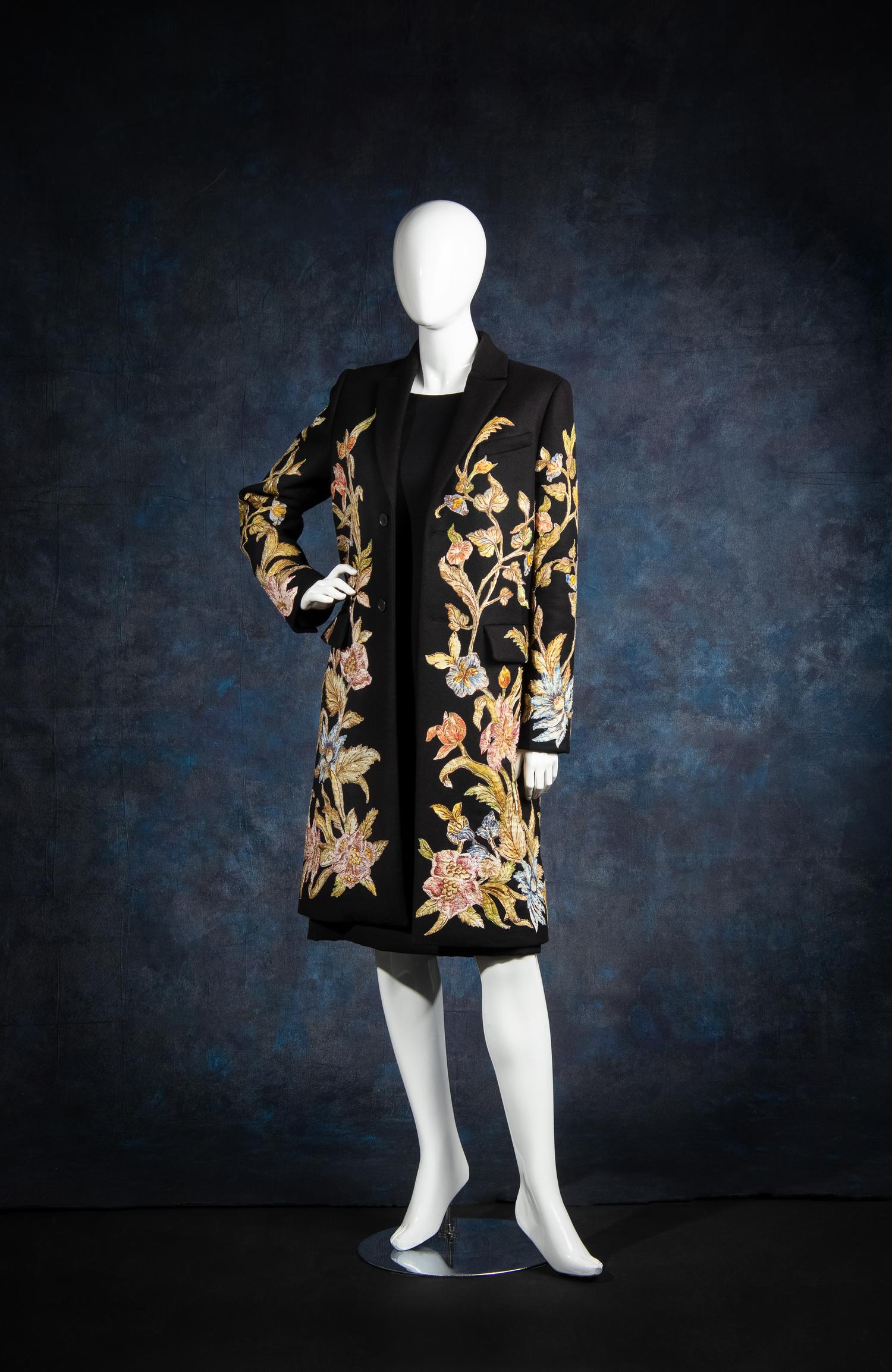 Christian Dior Wool Coat with Floral Appliqué and Embroidery, Fall 2018