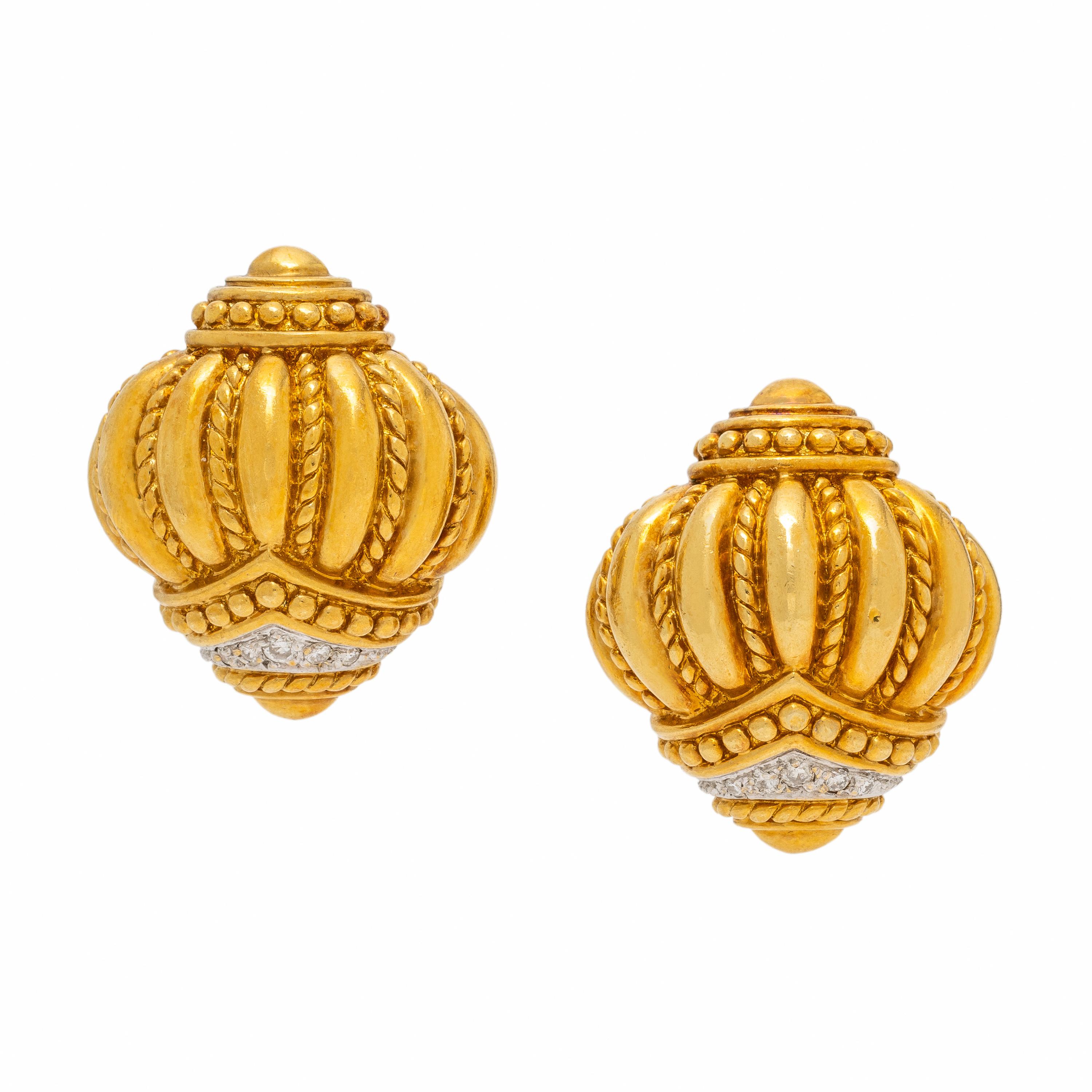 Yellow Gold and Diamond Earrings