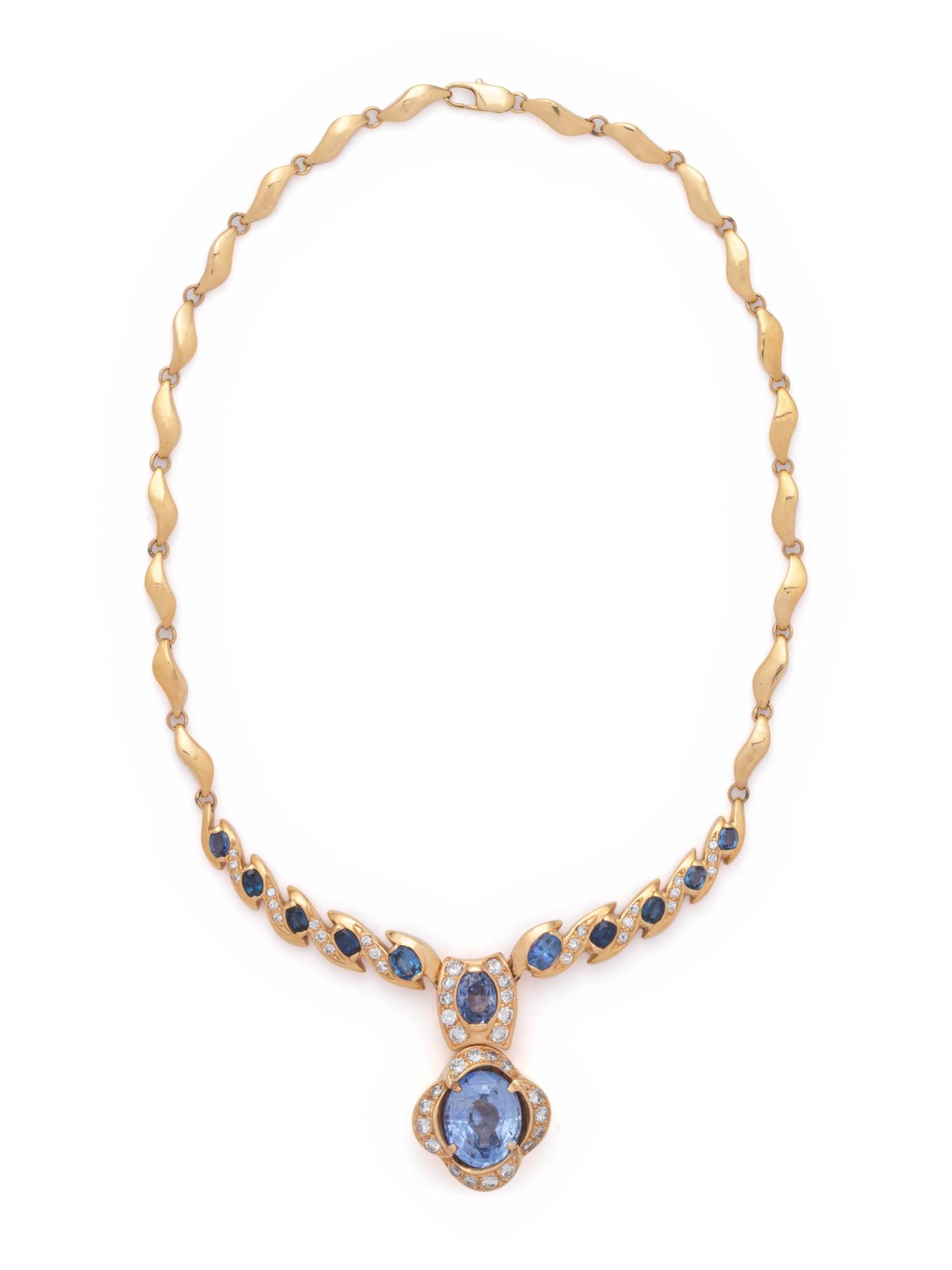 SAPPHIRE AND DIAMOND CONVERTIBLE NECKLACE