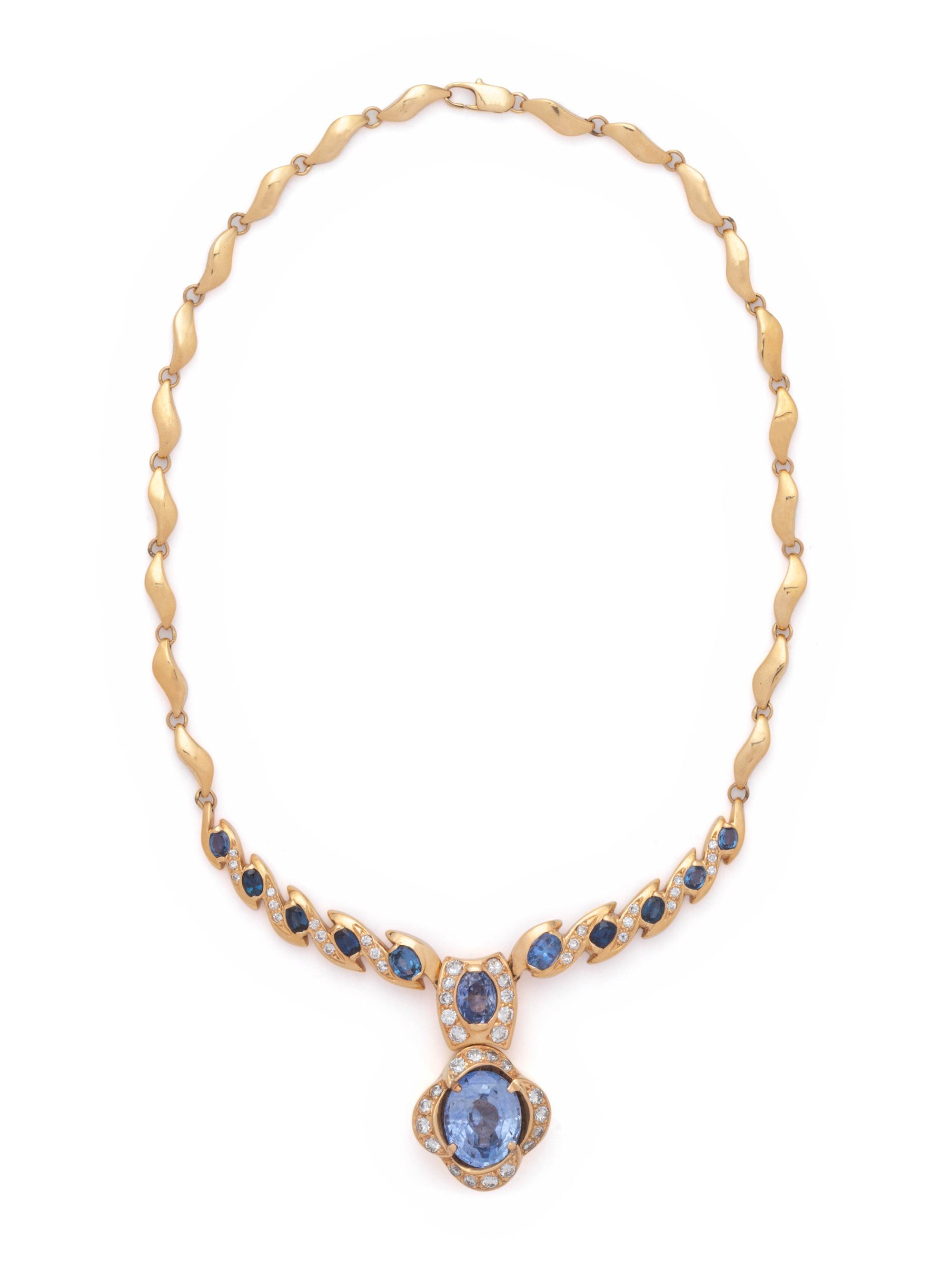 SAPPHIRE AND DIAMOND CONVERTIBLE NECKLACE