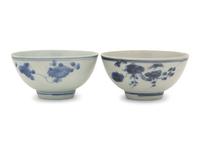 A Pair Chinese of Blue and White Porcelain Bowls