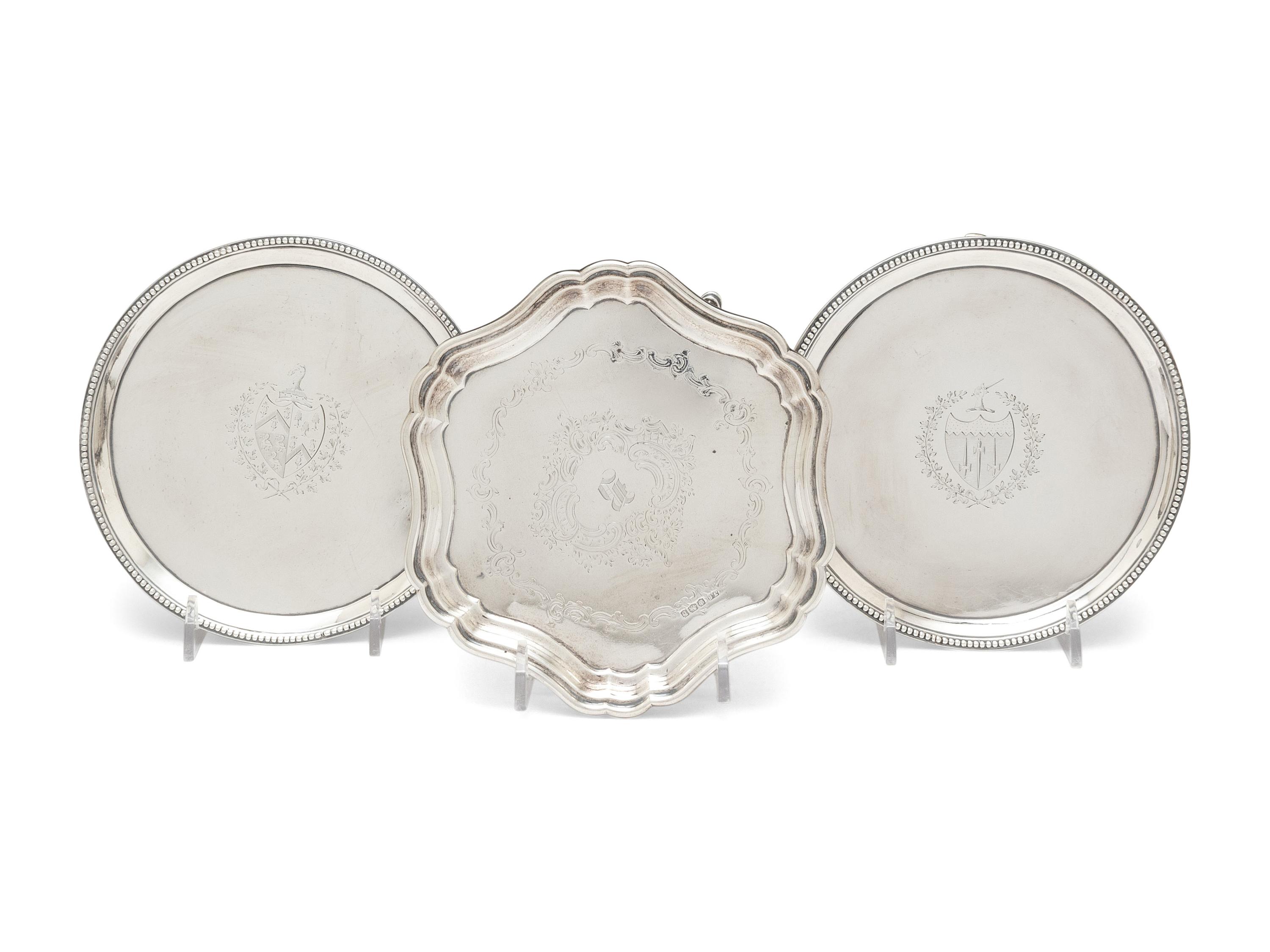 Three English Silver Waiters