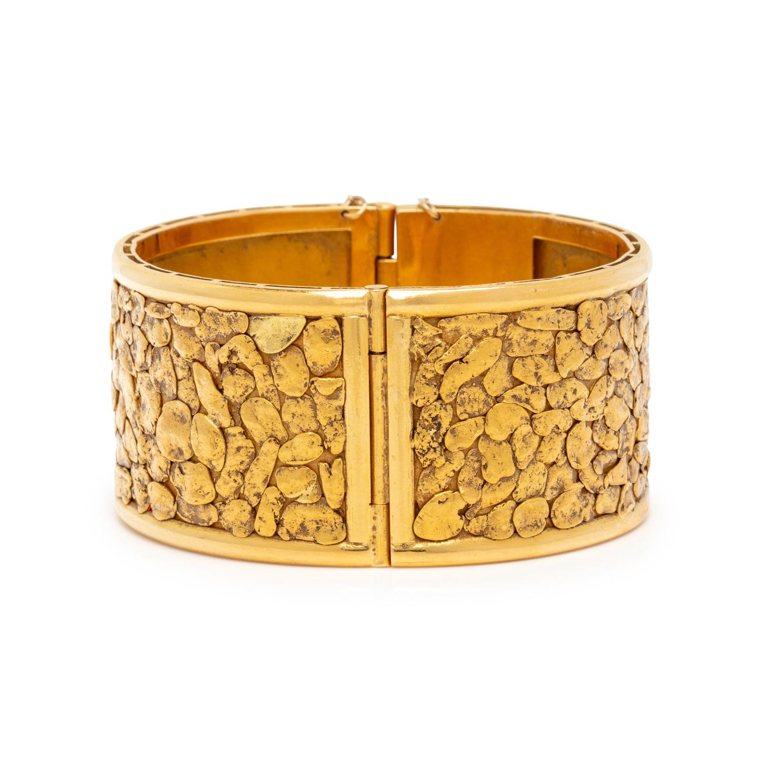 YELLOW GOLD NUGGET BANGLE BRACELET