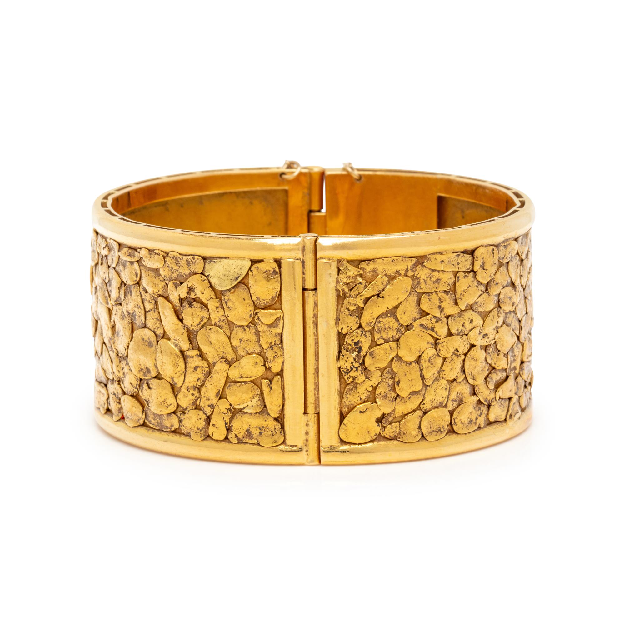 YELLOW GOLD NUGGET BANGLE BRACELET