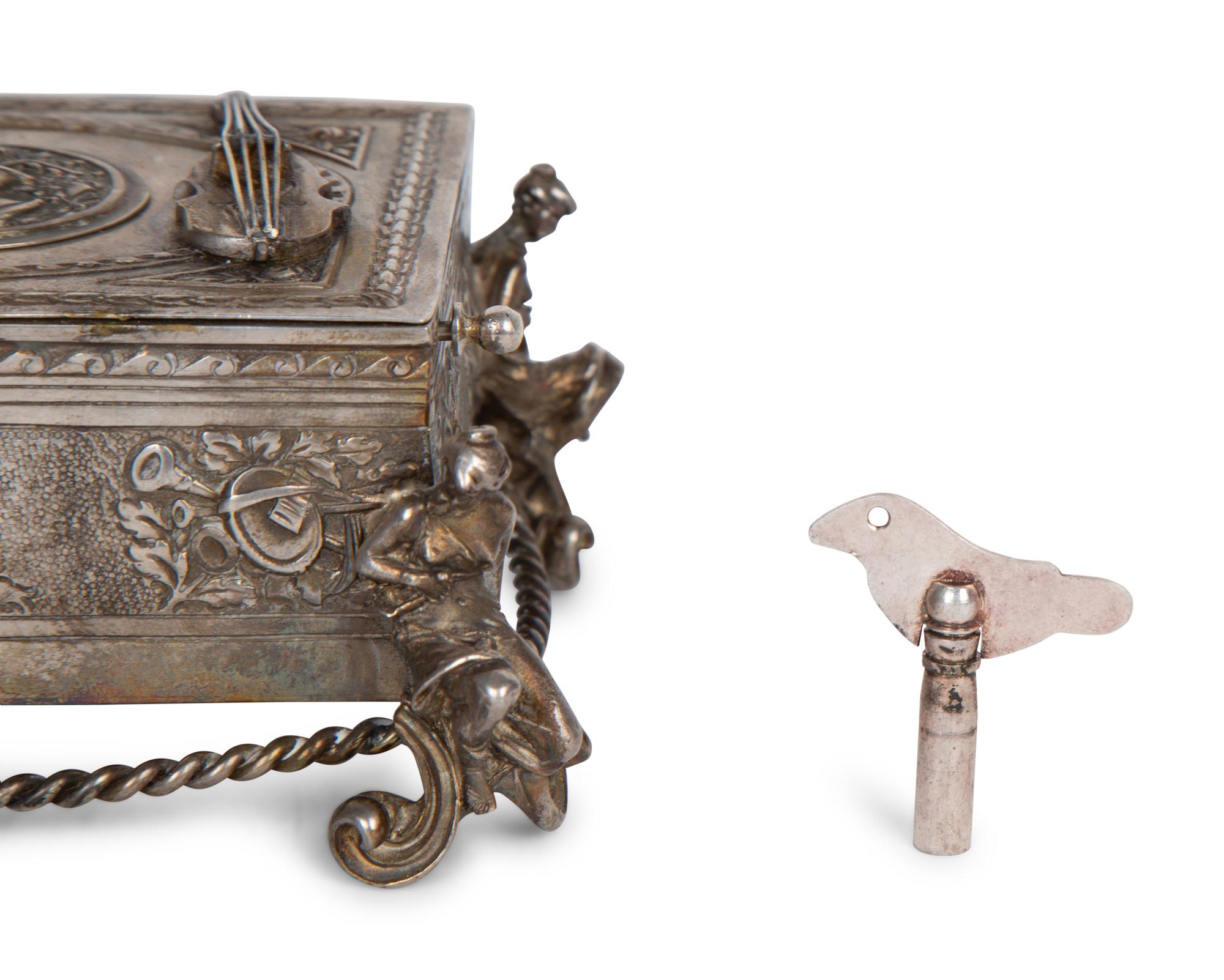 A Continental Silver Singing Bird Automaton Box — 19TH CENTURY
