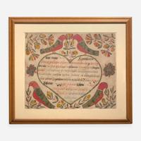 A Fraktur birth record for Anna Maria Koppenhever, Dauphin County Johann Conrad Trevitts (active 1775-1825)