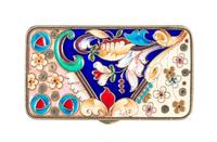 A Russian Enameled Silver-Gilt Box, 1908-1926, of rectangular form with polychrome floral decoration.