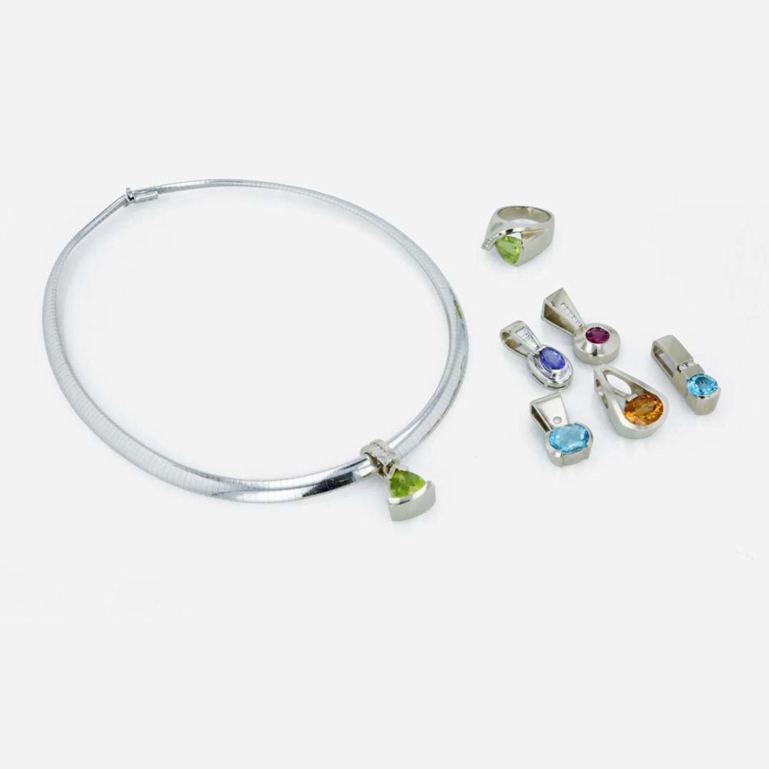 A collection of gem-set and 14K white gold jewelry