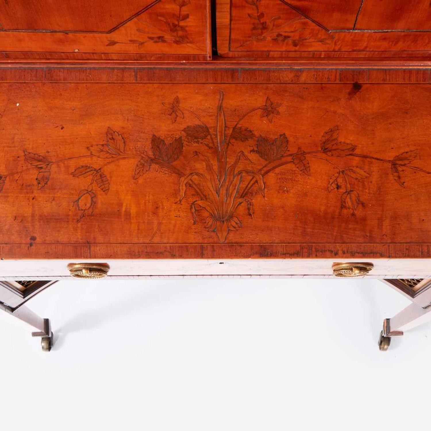 A George III Marquetry Inlaid Satinwood and Fruitwood bonheur du jour