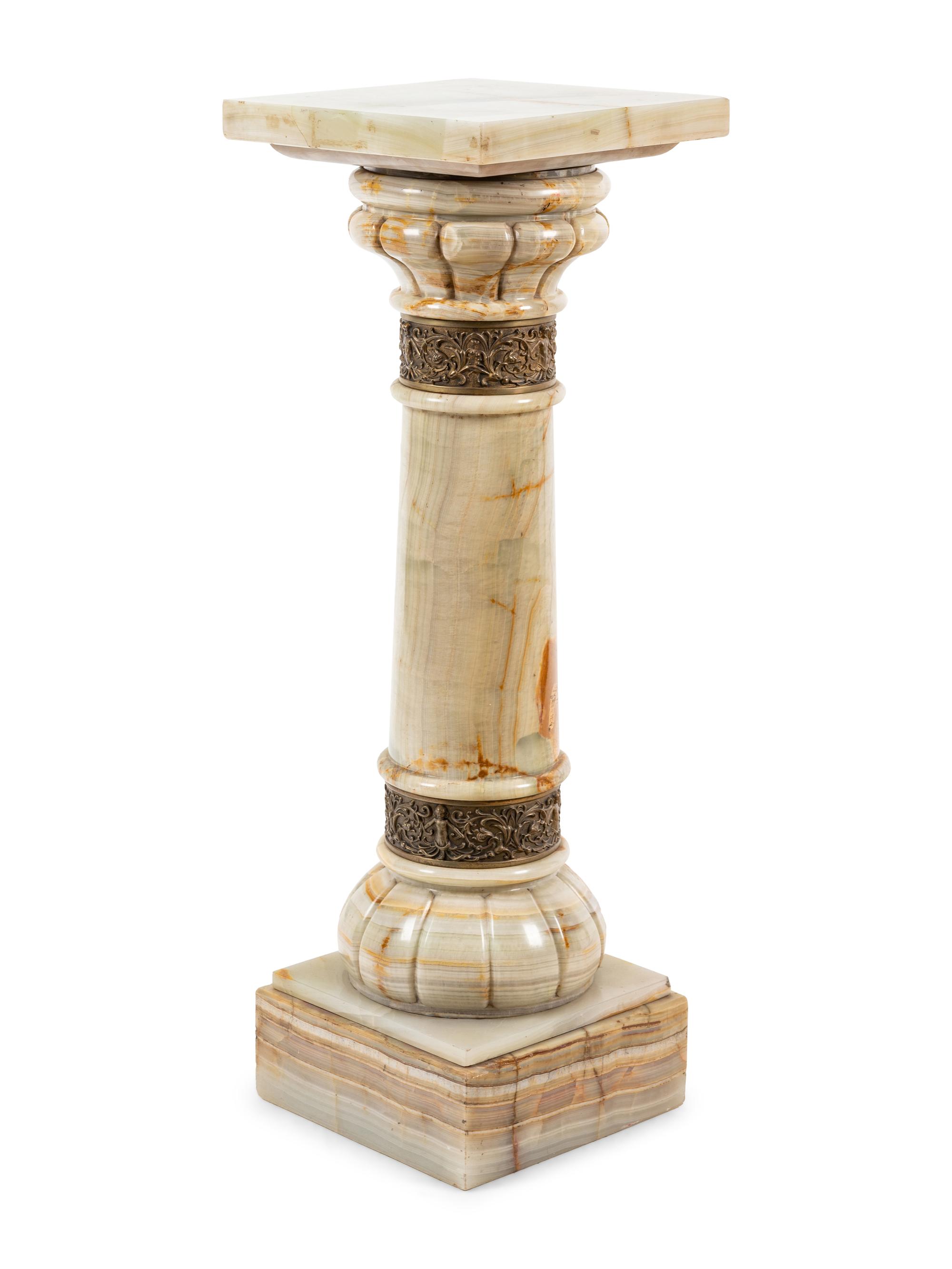 A Continental Gilt Metal Mounted Onyx Pedestal