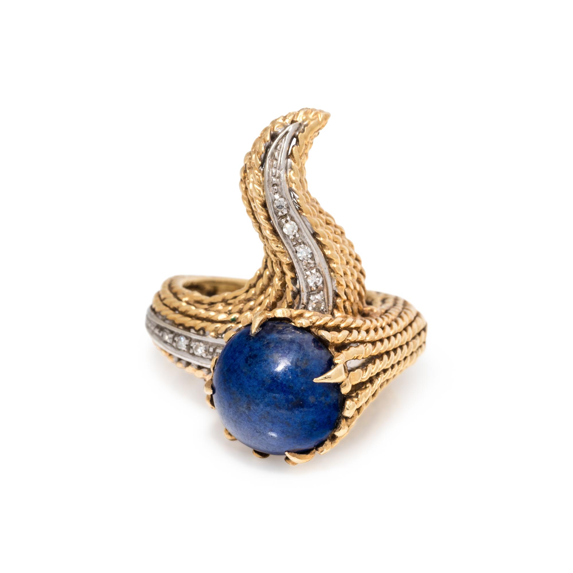 BICOLOR GOLD, LAPIS LAZULI AND DIAMOND RING