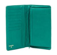 A Chanel Emerald Quilted Calfskin Leather Wallet, 7.25" x 4" x 1".