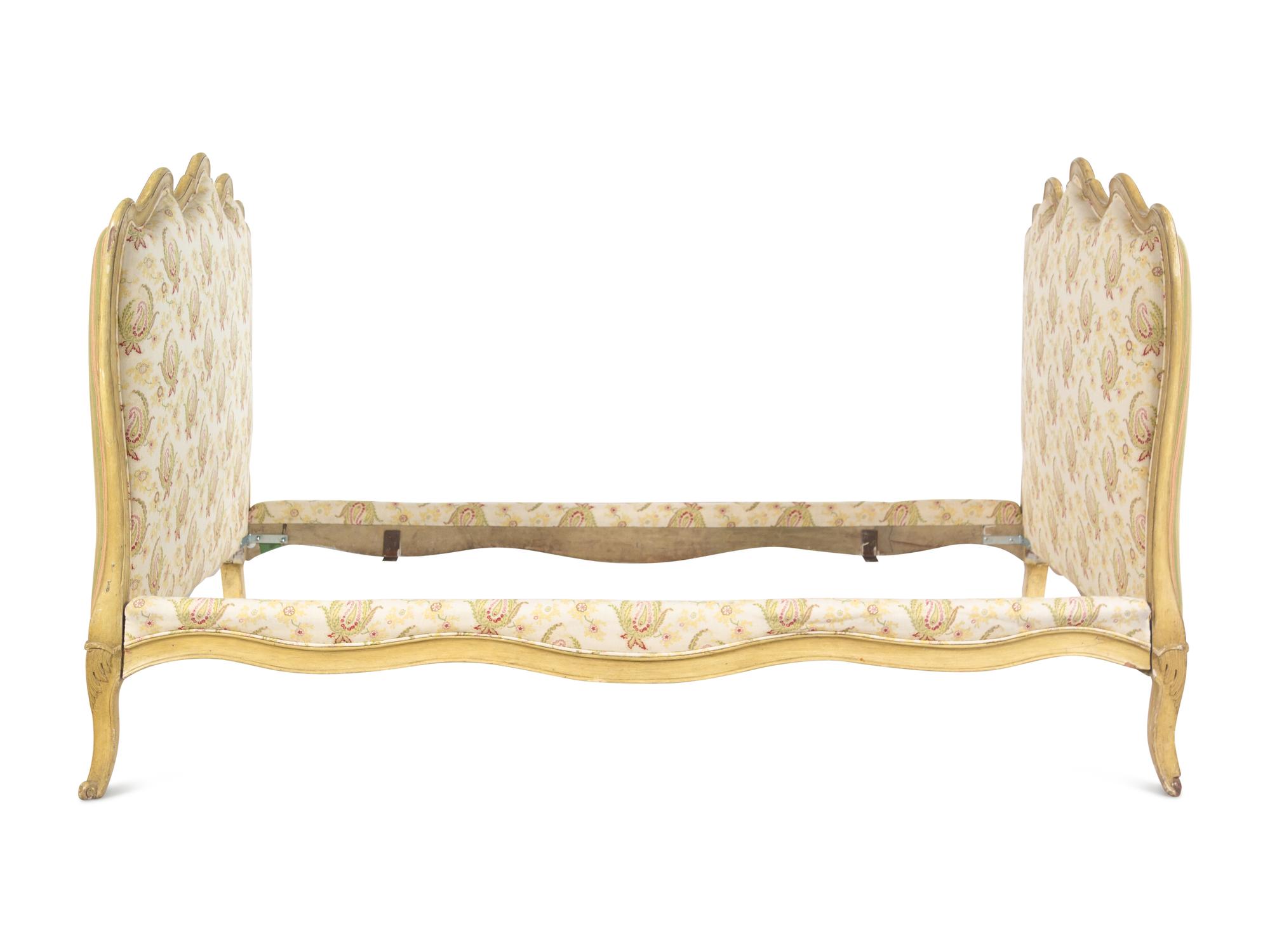 A Louis XV Style Carved and Painted Wood Daybed