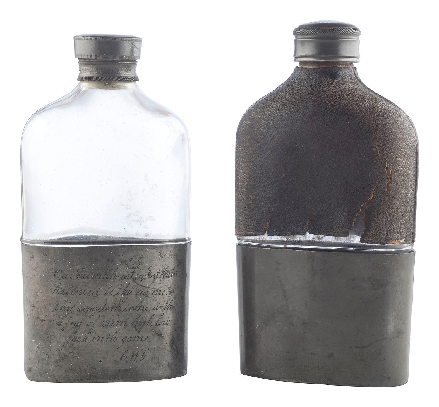 [CIVIL WAR]. A pair of flasks, incl. a W.T. Fry & Co. Civil War officer's flask, ca 1863.