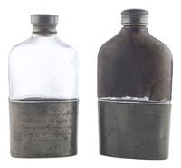 [CIVIL WAR]. A pair of flasks, incl. a W.T. Fry & Co. Civil War officer's flask, ca 1863.