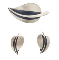 A Sterling Silver Leaf Motif Demi Parure, Beau, 10.40 dwts.